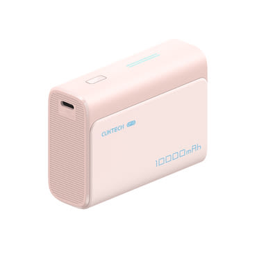 Power bank Cuktech "PB100" 10000mAh USB-C kábellel, 30W, kijelzővel - pink