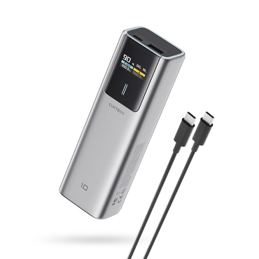 Power bank Cuktech "PB100P" 10000mAh 150W USB-C kábellel és kijelzővel - gray