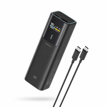 Power bank Cuktech "PB100P" 10000mAh 150W USB-C kábellel és kijelzővel - black