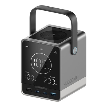 Power bank Cuktech "P01" 40000mAh, 300W, vezeték nélküli töltéssel és beépített kijelzővel - black