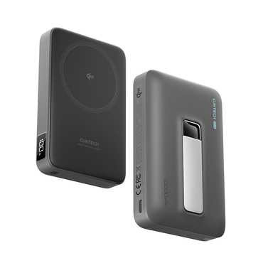 Power bank Cuktech "WPB100" 10000mAh, Qi2 15W, Wired 30W, digitális kijelzővel, összecsukható állvány - grey