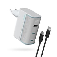 Fali töltő Cuktech "AD1003EU" 100W, 2x USB-C, USB, GaN technológia - white