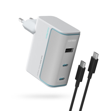 Fali töltő Cuktech "AD1003EU" 100W, 2x USB-C, USB, GaN technológia - white
