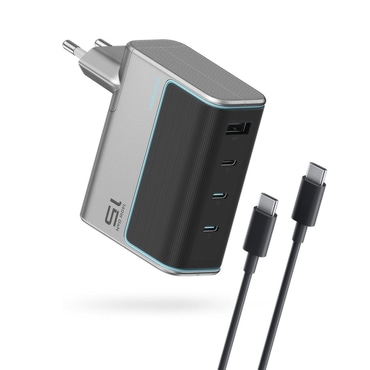 Fali töltő Cuktech "AD1404UEU" 140W, 3x USB-C, USB, USB-C kábellel - grey