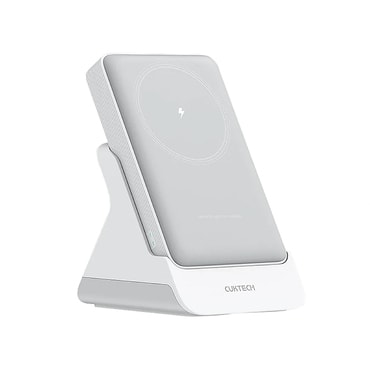 Power bank Cuktech "WPB100N" 10000mAh MagSafe-val és 2 az 1-ben állvánnyal - white