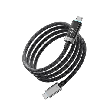 Töltő és adatátviteli 240W USB-C - USB-C káfehér Cuktech "CTC620P" digitális kijelzővel, 480Mbps, 2m - black