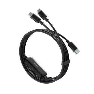 Töltő- és adatátviteli 140W USB-C - 2x USB-C káfehér Cuktech "C2C615", 480Mbps, 1.5m - black