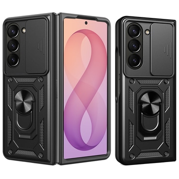 Strapabíró tok "MaX-Armor" gyűrűvel, fém lappal és hátsó kamera védelemmel Samsung Galaxy Z Fold7 / Fold8 Ultra készülékekhez - black