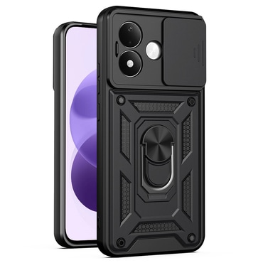 Strapabíró tok "MaX-Armor" gyűrűvel, fém lappal és hátsó kamera védelemmel Xiaomi Redmi Note 17 4G / 5G készülékekhez - black