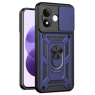 Strapabíró tok "MaX-Armor" gyűrűvel, fém lappal és hátsó kamera védelemmel Xiaomi Redmi Note 17 4G / 5G készülékekhez - blue