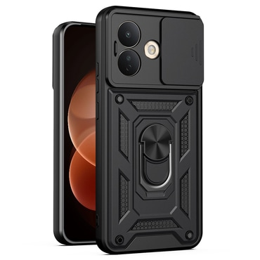 Strapabíró tok "MaX-Armor" gyűrűvel, fém lappal és hátsó kamera védelemmel Xiaomi Redmi Note 17 Pro 5G készülékekhez - black