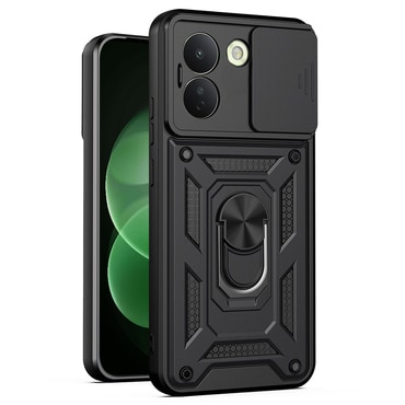 Strapabíró tok "MaX-Armor" gyűrűvel, fém lappal és hátsó kamera védelemmel Xiaomi Redmi Note 17 Pro Max készülékekhez - black