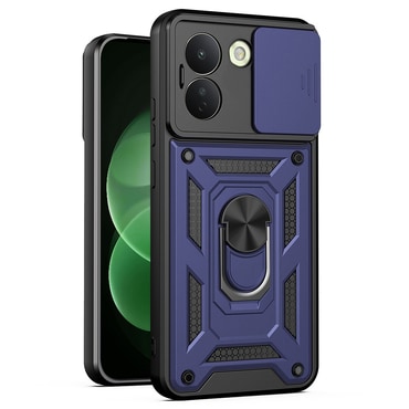 Strapabíró tok "MaX-Armor" gyűrűvel, fém lappal és hátsó kamera védelemmel Xiaomi Redmi Note 17 Pro Max készülékekhez - blue