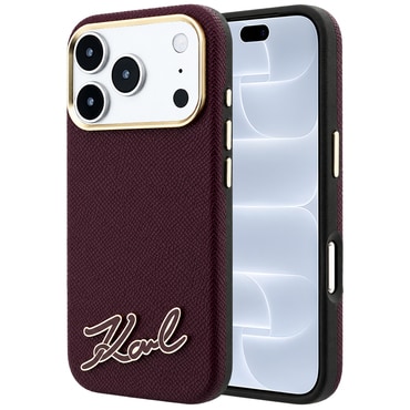 Prémium tok Karl Lagerfeld "Grained Leather with Resin Sign Logo MagSafe" iPhone 17 Pro / 18 Pro készülékhez - burgundy