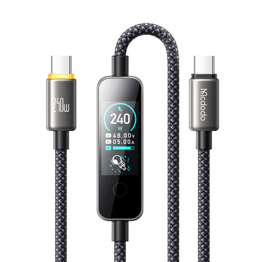 Töltő- és adatátviteli 240W USB-C - USB-C káfehér Mcdodo "CA-8750" TFT kijelzővel - 1.2m - black