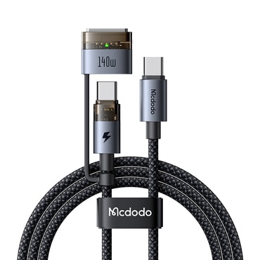 Töltő és adat 240W USB-C - USB-C káfehér Mcdodo "CA-8860" LED indikátorral, MagSafe 3 - black