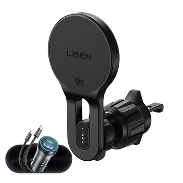 Mágneses autós tartó Lisen "W704 Pro" 25W Qi2.2 vezeték nélküli töltéssel - black