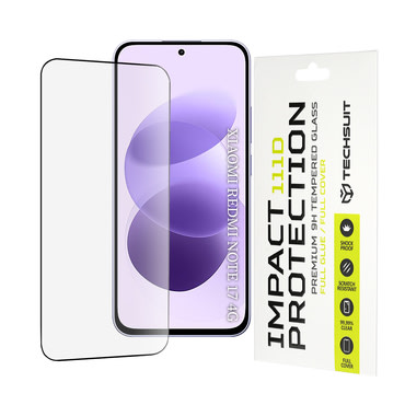 Prémium 3D teljes test képernyővédő üveg "Techsuit" Xiaomi Redmi Note 17 4G / 5G készülékhez - black