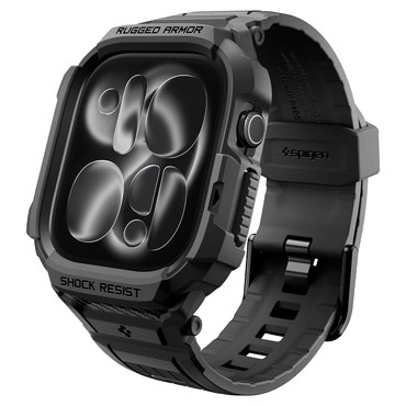 Silikon szíj tok Spigen "Rugged Armor Pro" Apple Watch 12 46mm készülékhez - matte black