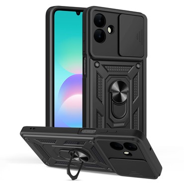 Strapabíró tok "MaX-Armor" gyűrűvel, fém lappal és hátsó kamera védelemmel Samsung Galaxy A08 4G / A07 készülékekhez - army black