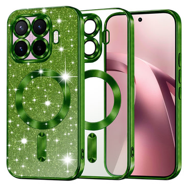 Techsuit "Luxury Glitter MagSafe" TPU gél tok Xiaomi 17T készülékhez - deep green