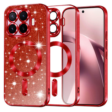 Techsuit "Luxury Glitter MagSafe" TPU gél tok Xiaomi 17T készülékhez - red