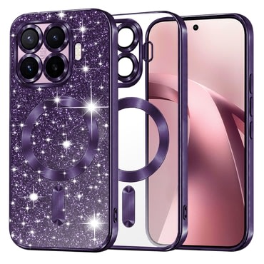 Techsuit "Luxury Glitter MagSafe" TPU gél tok Xiaomi 17T készülékhez - deep purple