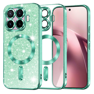 Techsuit "Luxury Glitter MagSafe" TPU gél tok Xiaomi 17T készülékhez - light green