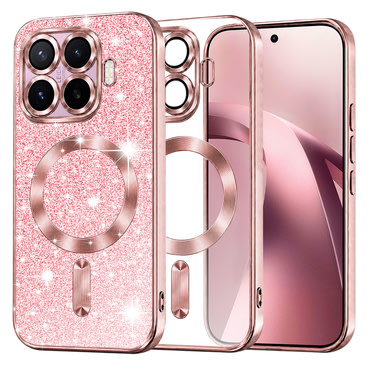 Techsuit "Luxury Glitter MagSafe" TPU gél tok Xiaomi 17T készülékhez - rose gold