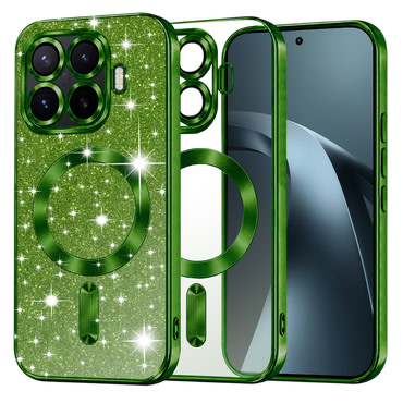 Techsuit "Luxury Glitter MagSafe" TPU gél tok Xiaomi 17T Pro készülékhez - deep green