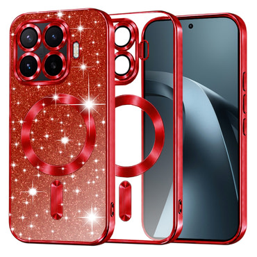 Techsuit "Luxury Glitter MagSafe" TPU gél tok Xiaomi 17T Pro készülékhez - red