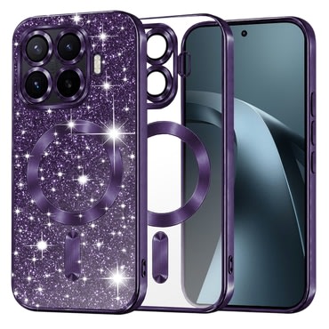 Techsuit "Luxury Glitter MagSafe" TPU gél tok Xiaomi 17T Pro készülékhez - deep purple