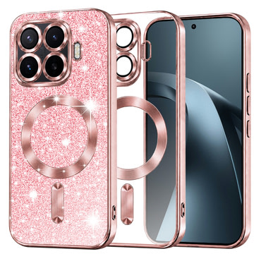 Techsuit "Luxury Glitter MagSafe" TPU gél tok Xiaomi 17T Pro készülékhez - rose gold
