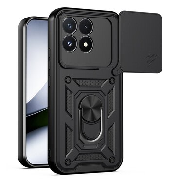 Strapabíró tok "MaX-Armor" gyűrűvel, fém lappal és hátsó kamera védelemmel Xiaomi Poco F9 Pro készülékekhez - army black