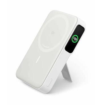 Power bank Anker "MagGo (A1654G21)" 10000mAh digitális kijelzővel, vezeték nélküli töltéssel és állvánnyal - white