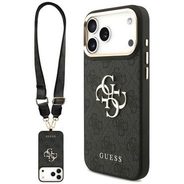 Tok Guess "Big 4G Classic Logo and Big Strap Metal Buttons" pánttal iPhone 17 Pro Max / 18 Pro Max készülékhez - black