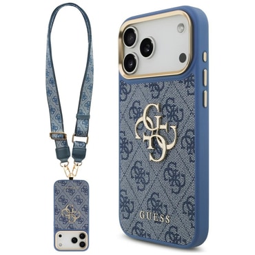 Tok Guess "Big 4G Classic Logo and Big Strap Metal Buttons" pánttal iPhone 17 Pro Max / 18 Pro Max / 18 Pro készülékhez - blue