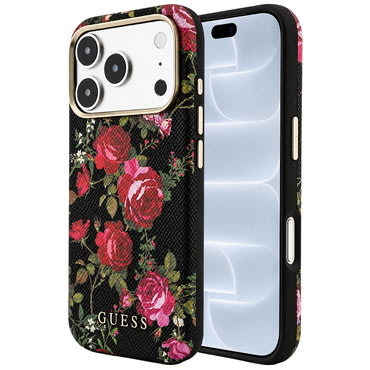 Tok Guess "Blossom Roses Print MagSafe" iPhone 17 Pro / 18 Pro készülékhez - black