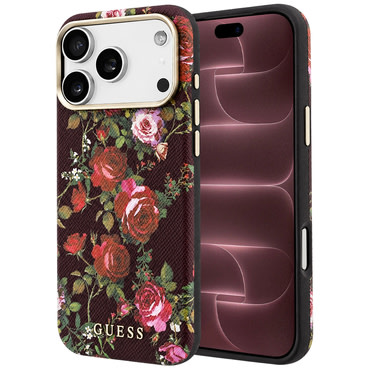 Tok Guess "Blossom Roses Print MagSafe" iPhone 17 Pro Max / 18 Pro Max készülékhez - burgundy