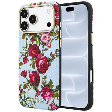 Tok Guess "Blossom Roses Print MagSafe" iPhone 17 Pro / 18 Pro készülékhez - light blue