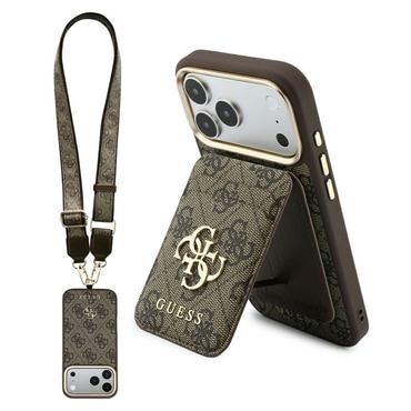 Tok Guess "Hardcase 4G Cardslot and Big Strap MagSafe" iPhone 17 Pro / 18 Pro készülékhez - brown