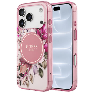 Tok Guess "IML Flower & Tonal Circle MagSafe" iPhone 17 Pro / 18 Pro készülékhez - pink