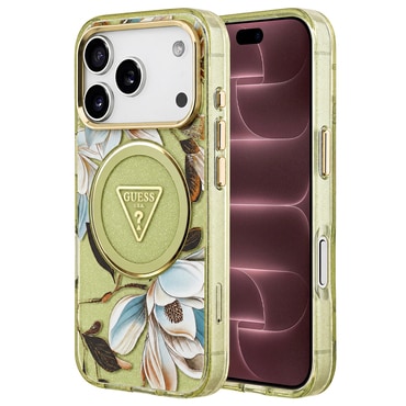 Tok Guess "IML Metal Glitter Flowers Triangle MagSafe" iPhone 17 Pro Max / 18 Pro Max készülékhez - green