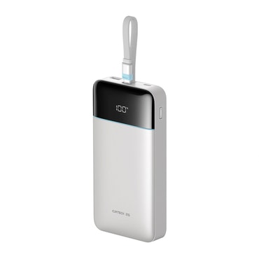 Power bank Cuktech "LPB252N" 25000mAh 120W beépített USB-C kábellel és kijelzővel - white