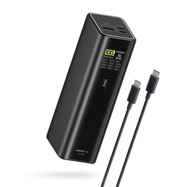Power bank Cuktech "PB200U (CKPB200UGLGR)" 20000mAh 210W 1.3" TFT kijelzővel és 2x USB-C kábellel - black