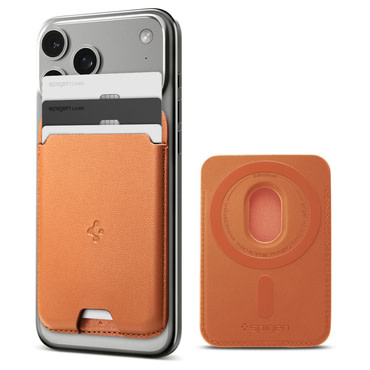 Mágneses pénztárca Spigen "Valentinus Wallet MagFit" 3 kártyához - metallic orange