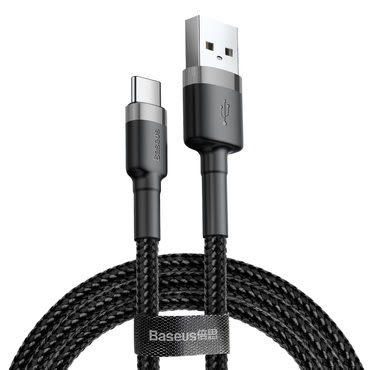 Töltő és adatátviteli USB-A - USB-C káfehér Baseus "Cafule (CATKLF-CG1)" - 480Mbps - 2m - gray black