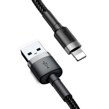 Töltő és adat USB-A - Lightning káfehér Baseus "Cafule CALKLF-CG1" - 480Mbps - 2m - gray black