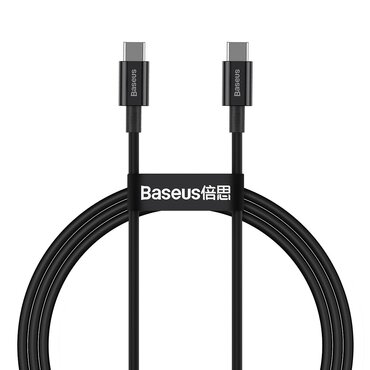 Töltő és adatátviteli 100W USB-C - USB-C káfehér Baseus "Superior Series (CATYS-B01)" - 480Mbps - 1m - black
