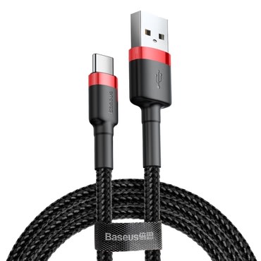 Töltő- és adatátviteli USB-A - USB-C káfehér Baseus "Cafule" - 480Mbps - 2m - red black